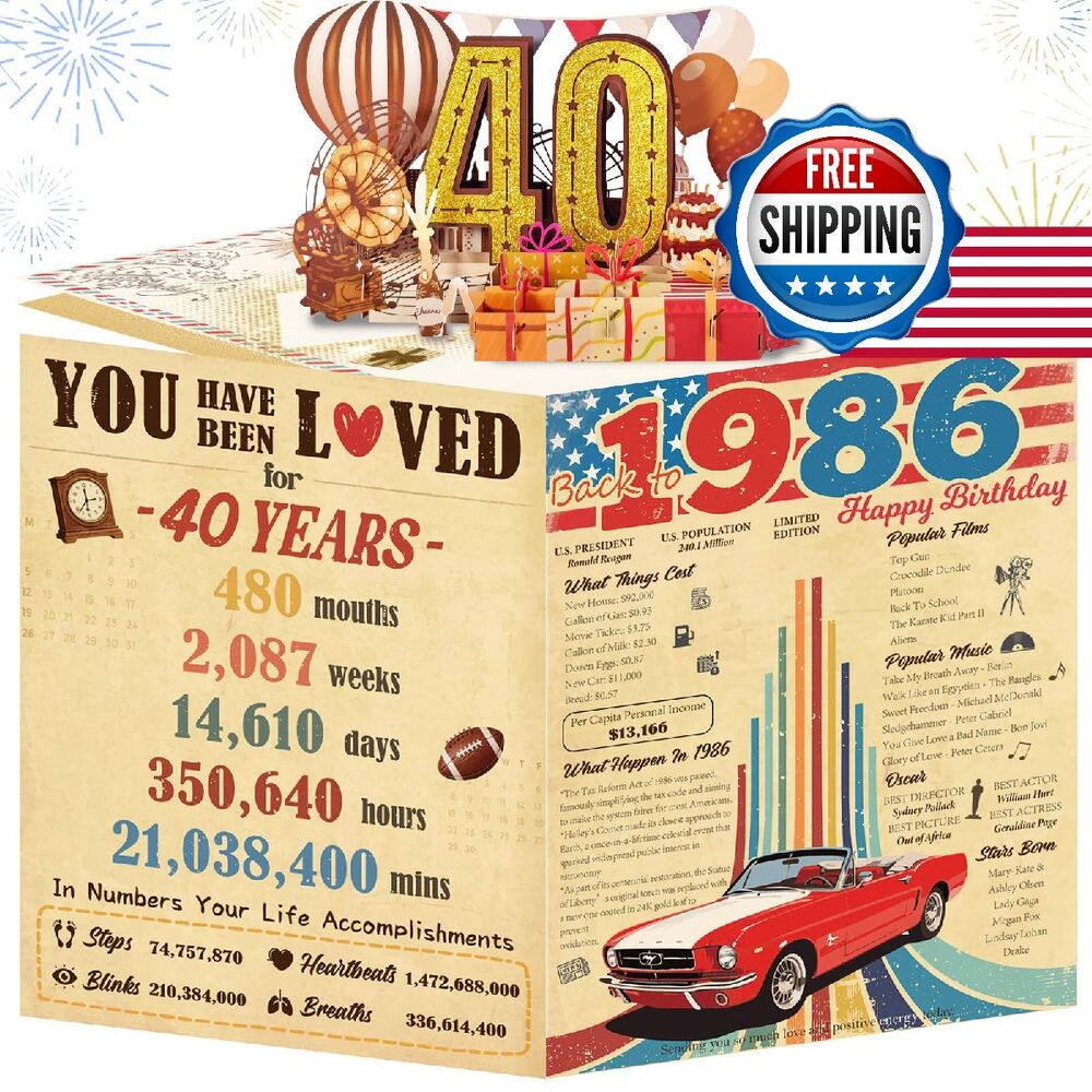Aiunmiol 3D Pop Up 40th Birthday Card for Women Men, Funny Decoration